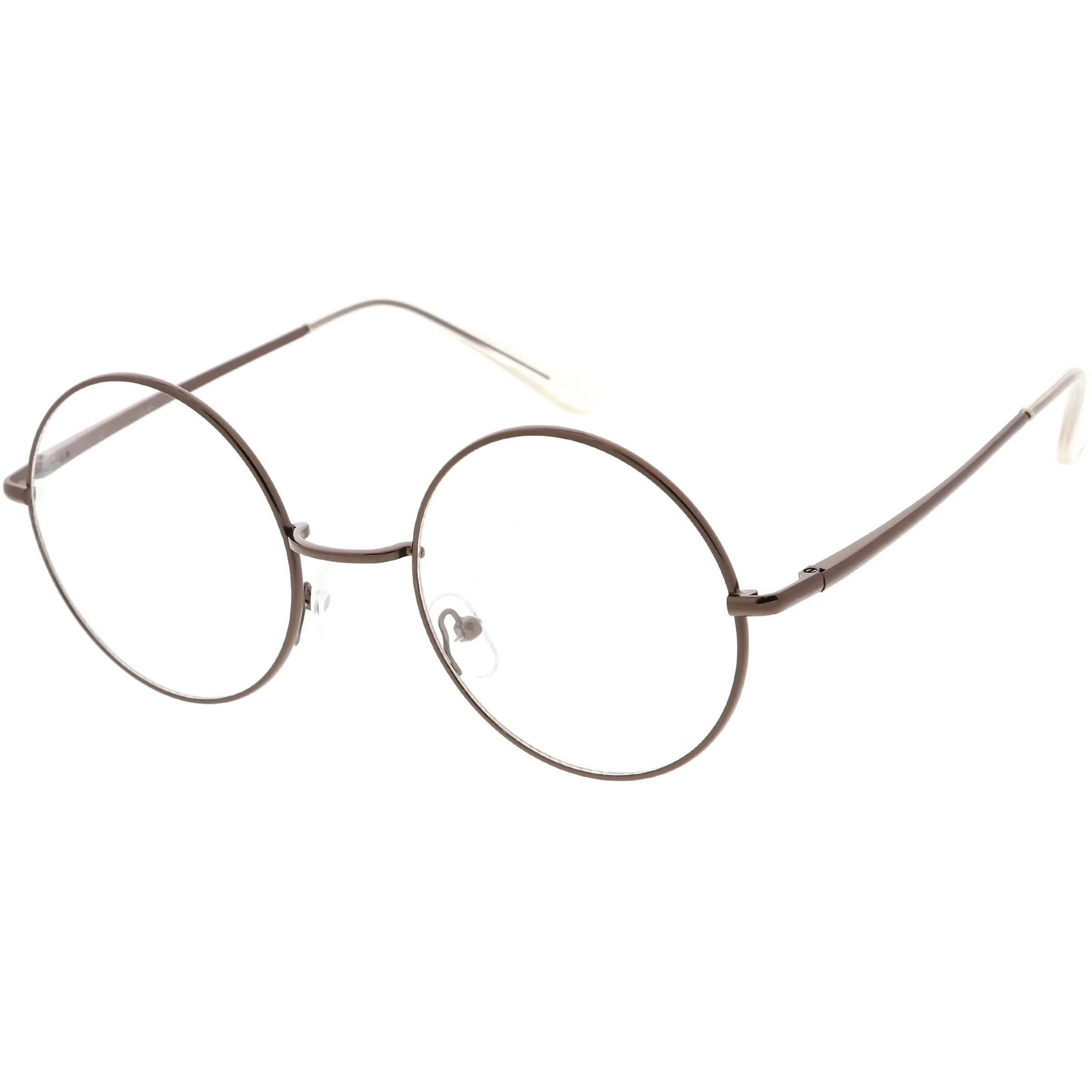 Vintage Classic Metal Round Clear Lens Glasses 50mm C854