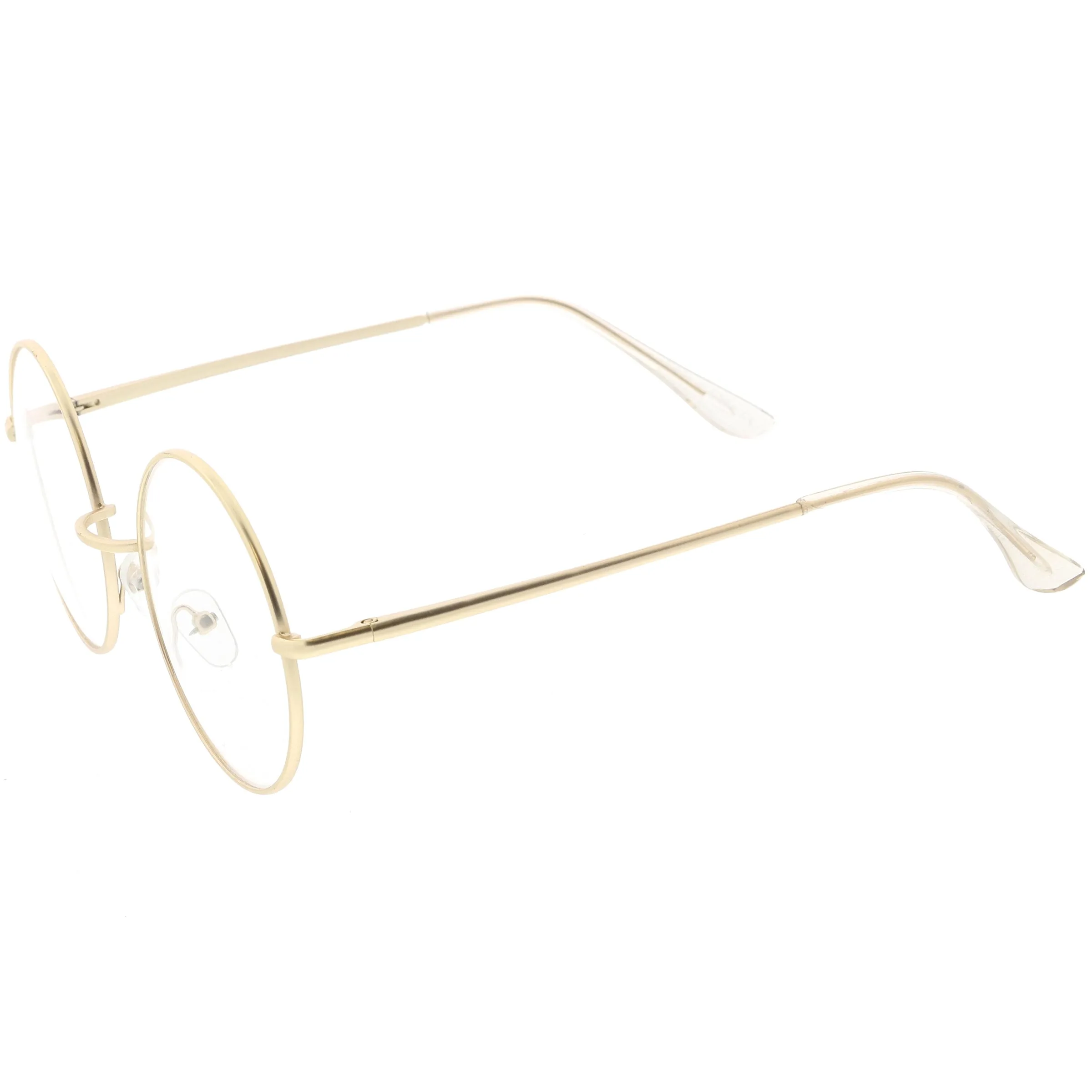Vintage Classic Metal Round Clear Lens Glasses 50mm C854