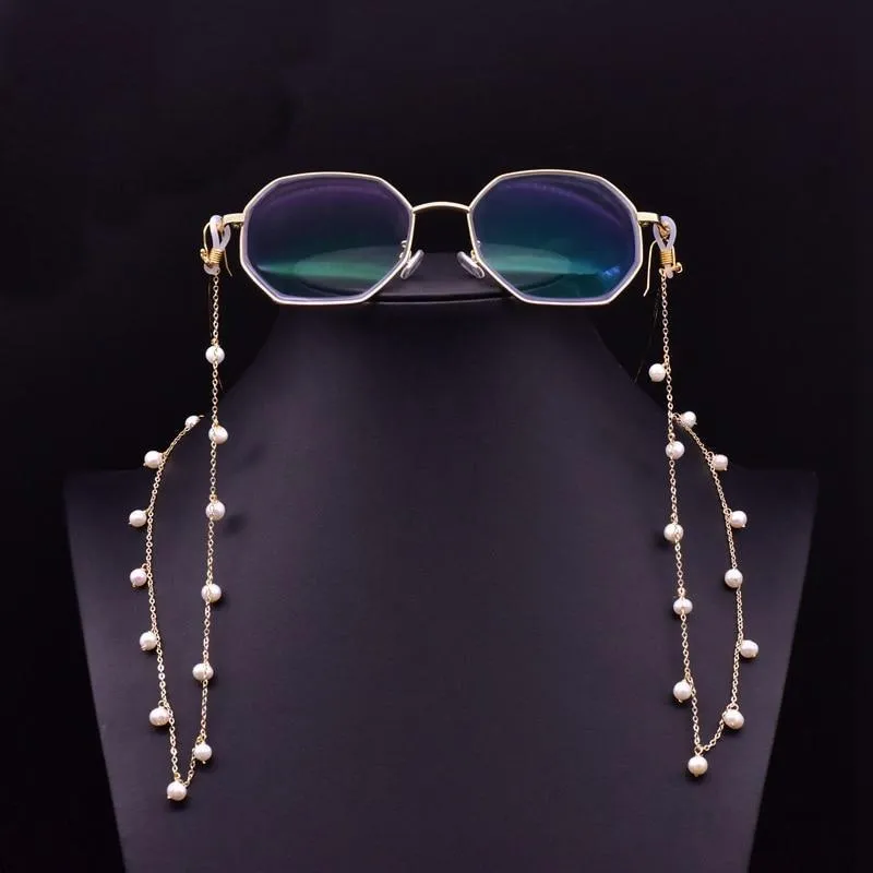 Vintage Handmade White Pearl Eyeglasses Chain - Natural Pearl Accessory