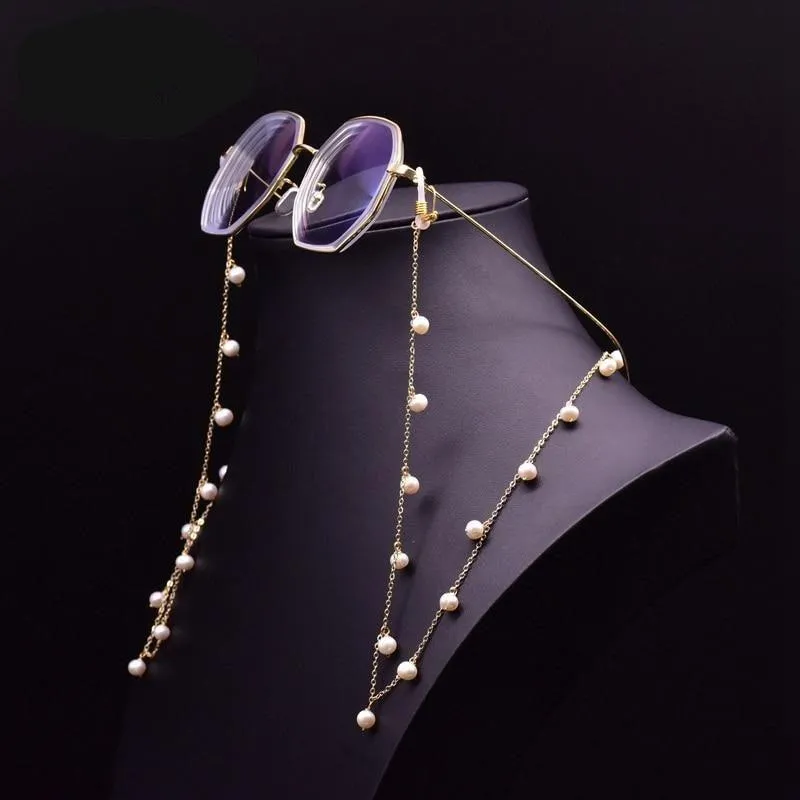 Vintage Handmade White Pearl Eyeglasses Chain - Natural Pearl Accessory