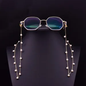 Vintage Handmade White Pearl Eyeglasses Chain - Natural Pearl Accessory