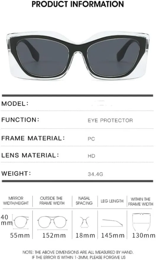 Vintage Large Frame Cat Eye Sunglasses Women Shades Sun Glasses Female