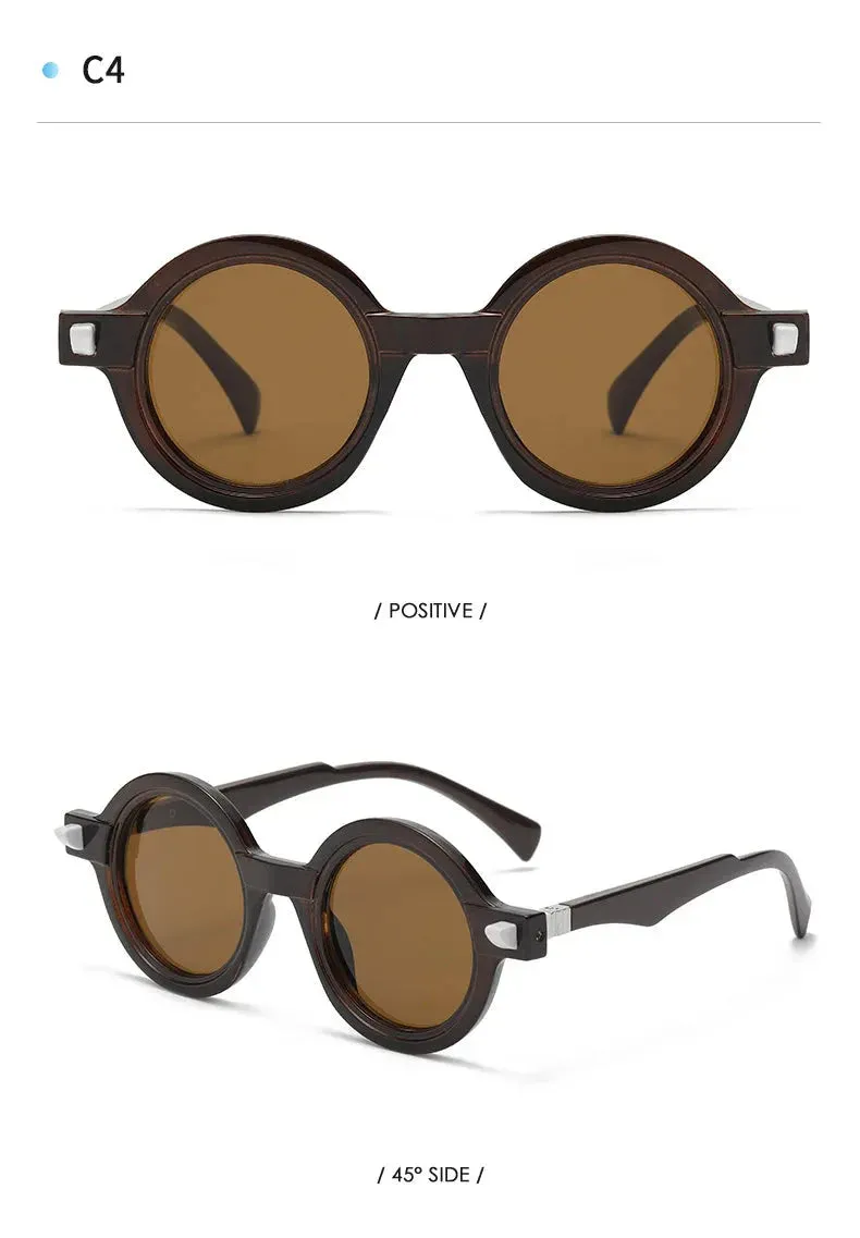 Vintage Luxury Gradient Anti-UV Round Sunglasses for Men and Women