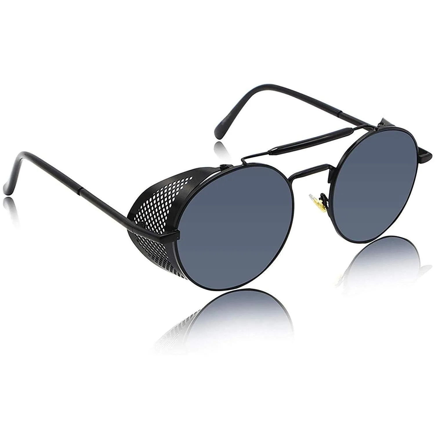 Vintage Retro Branded Side Shield Steampunk Unisex Round Sunglass