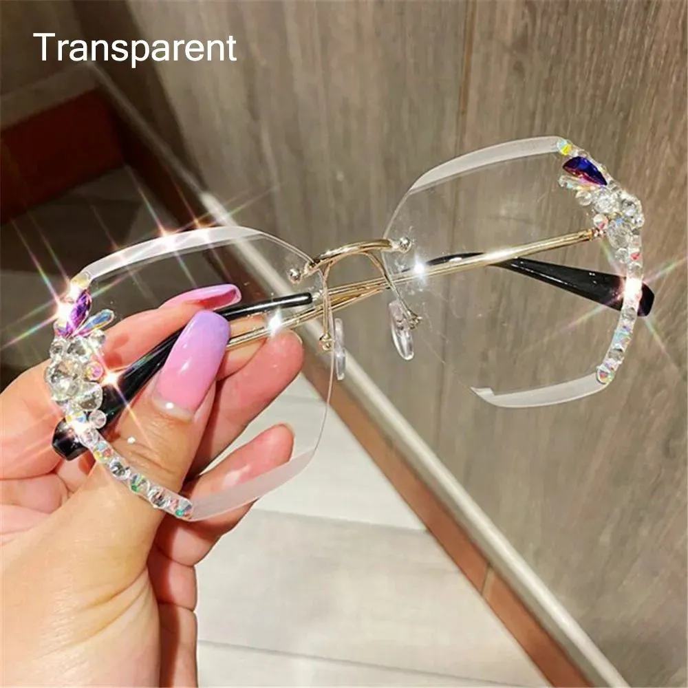 Vintage Rhinestone Sunglasses Brand Designer Sunglasses Retro Cutting Lens Gradient Sun Glasses Female UV400 Shades Glasses
