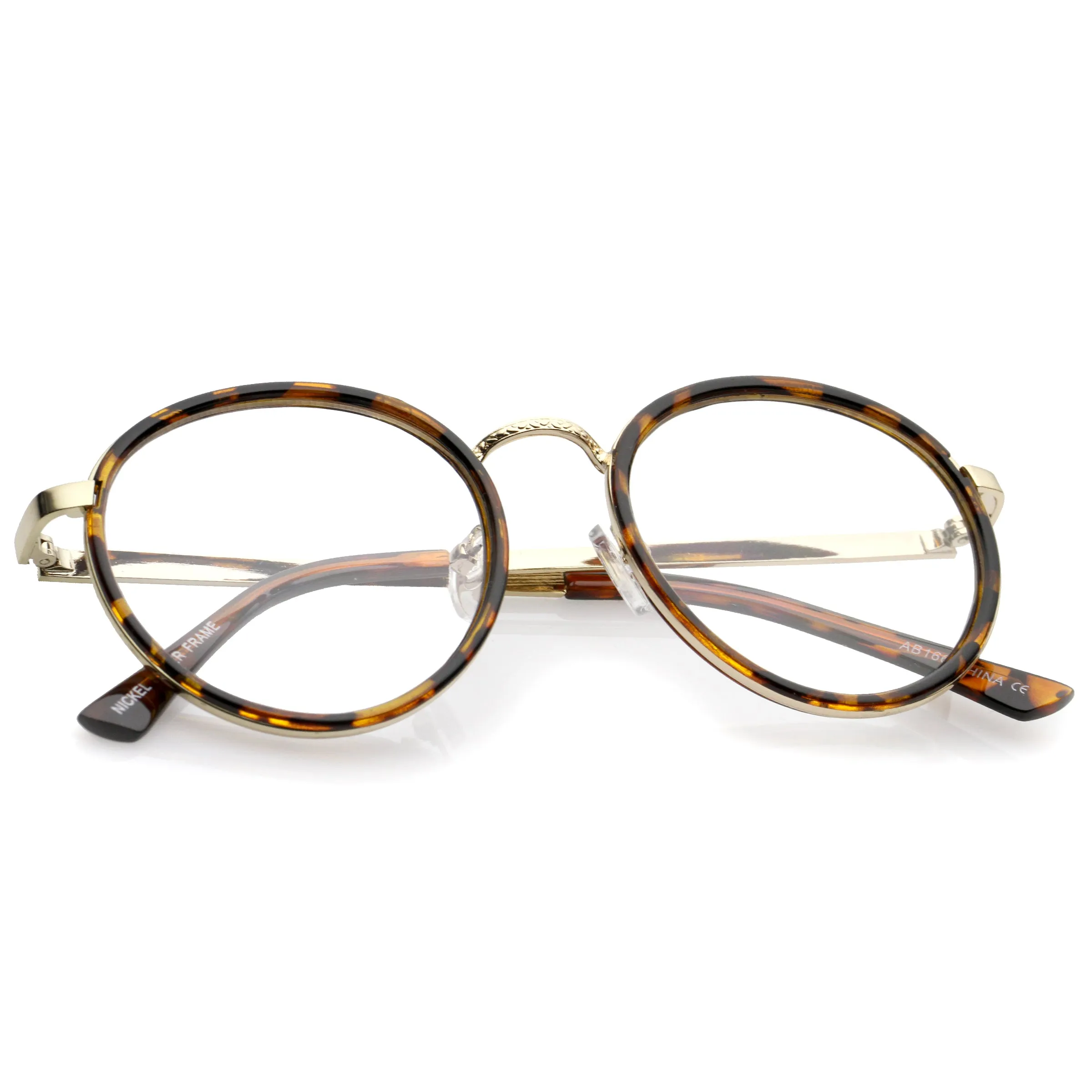 Vintage Round Dapper Clear Lens Glasses A889