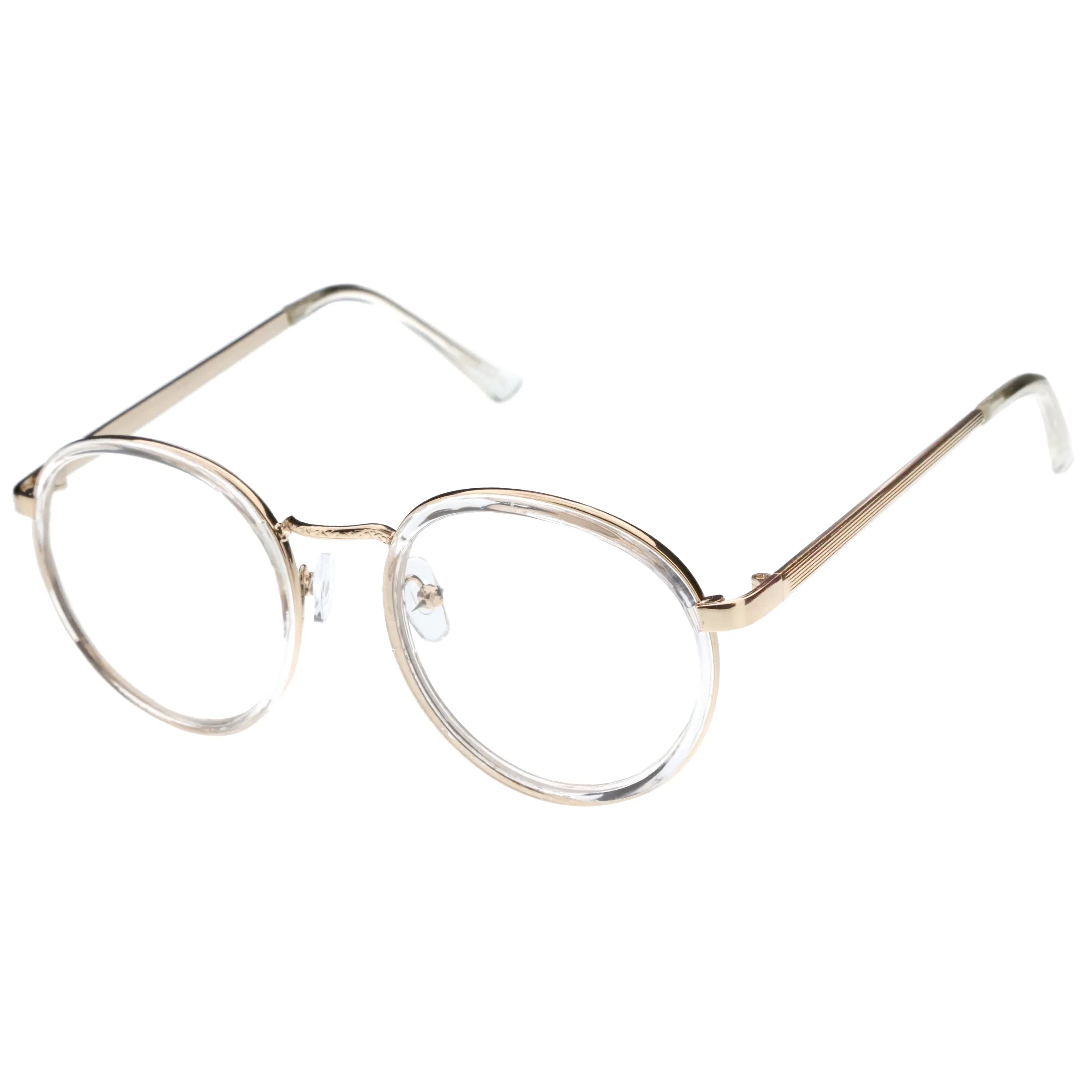 Vintage Round Dapper Clear Lens Glasses A889