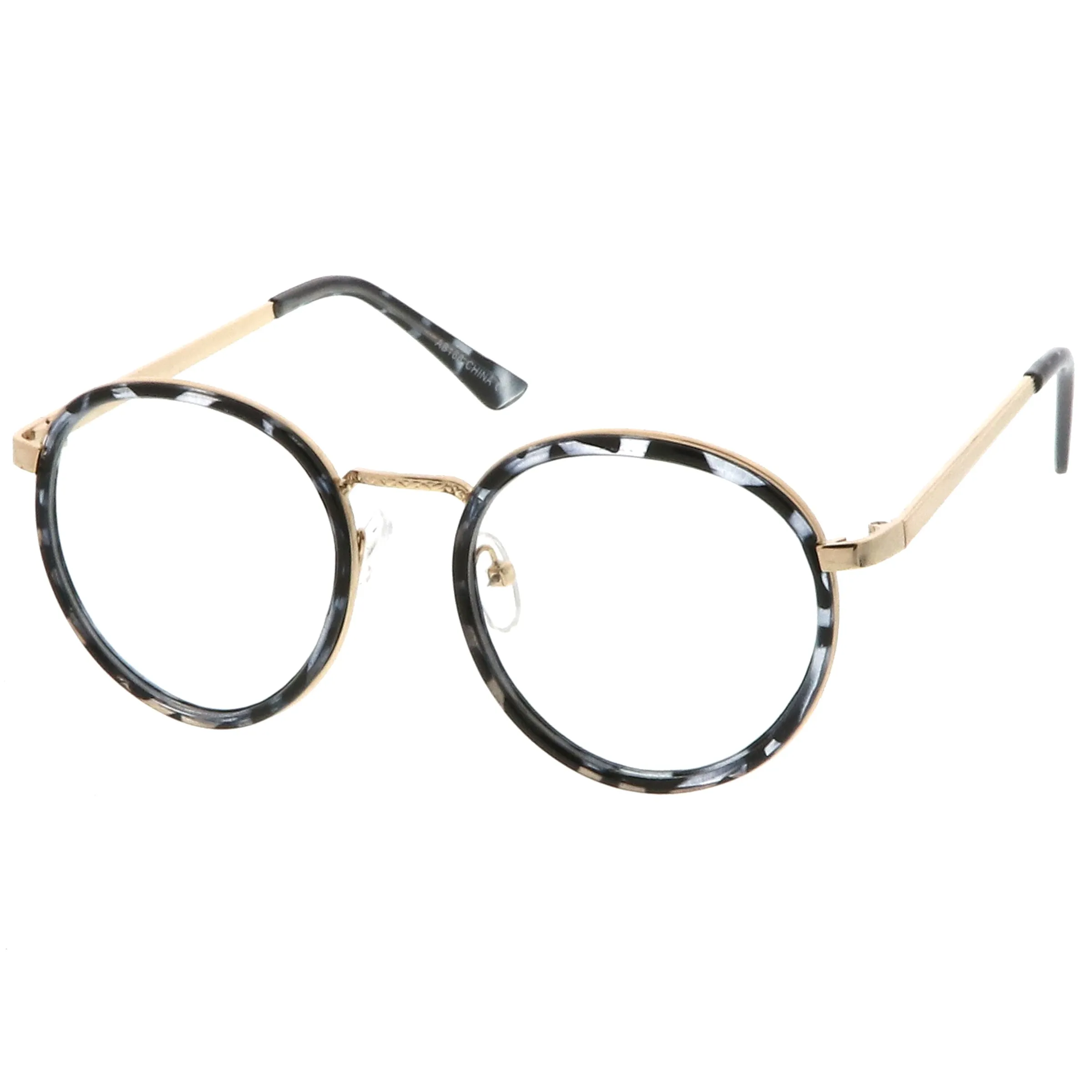 Vintage Round Dapper Clear Lens Glasses A889