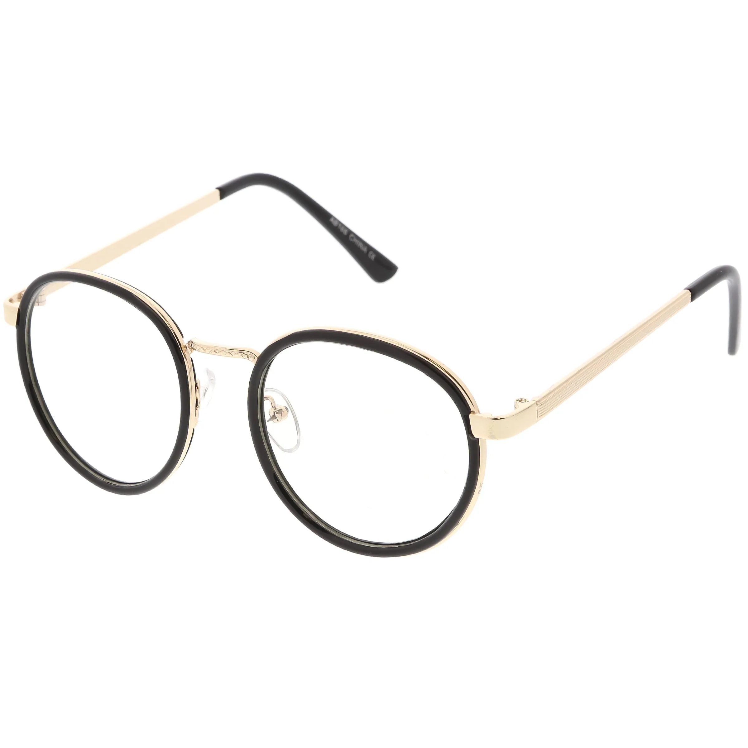 Vintage Round Dapper Clear Lens Glasses A889