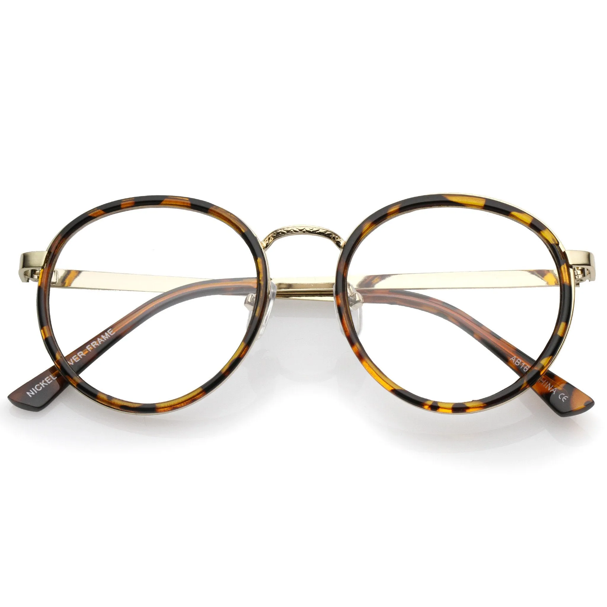 Vintage Round Dapper Clear Lens Glasses A889