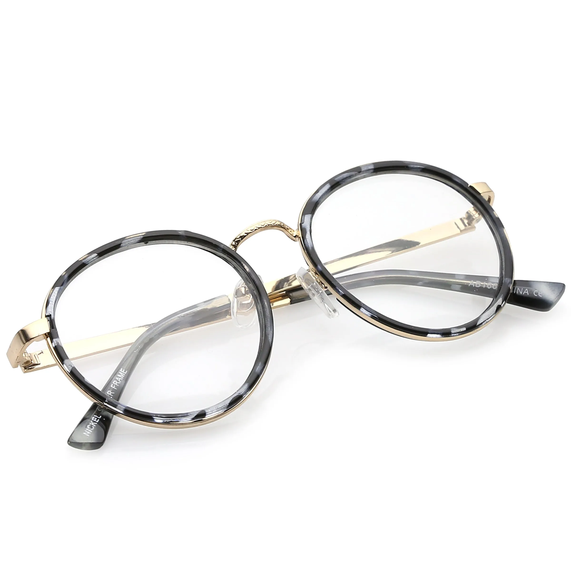 Vintage Round Dapper Clear Lens Glasses A889