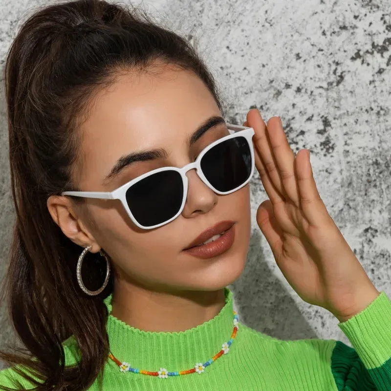 Vintage Square Sunglasses Mirror Retro Shades for Women