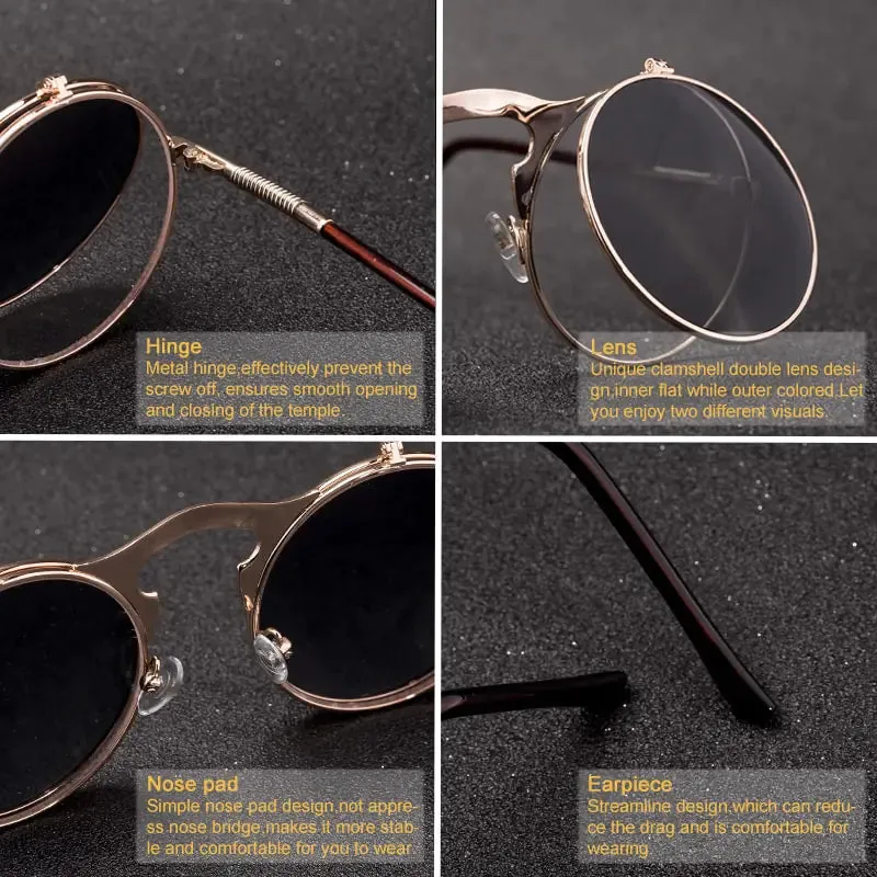 Vintage Steampunk Flip Sunglasses