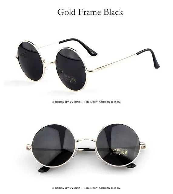 Vintage Steampunk Round Designer Metal Coated Women Sunglasses