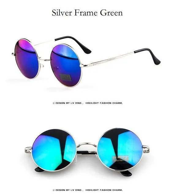 Vintage Steampunk Round Designer Metal Coated Women Sunglasses