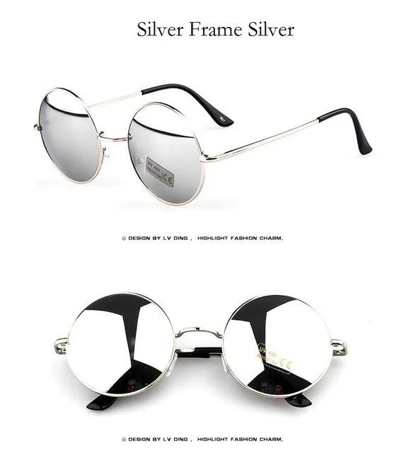 Vintage Steampunk Round Designer Metal Coated Women Sunglasses