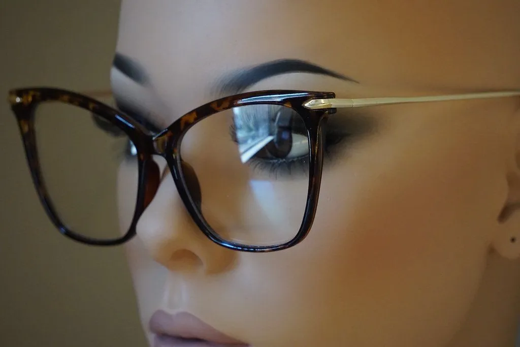 Vintage Style Retro Clear Gold Metal Side Clear Glasses