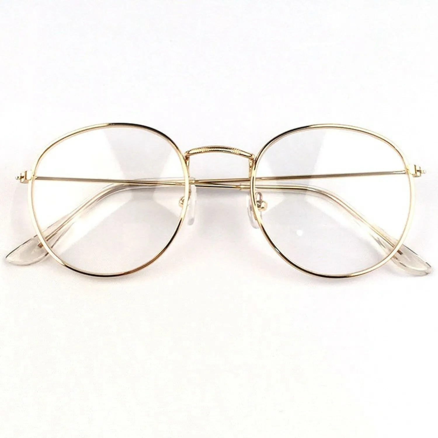 Vintage Style Round Clear Metal Silver Designer Frames