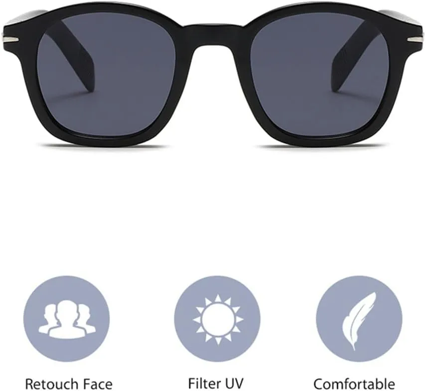 Vintage Thick Frame Round Sunglasses UV400(1,One Size)