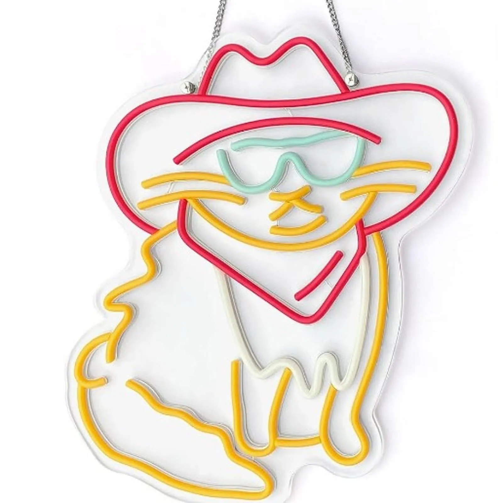 Vivid Fun Bright Cowboy Cat w/ Sun Glasses & Bandana LED Night Light Decor
