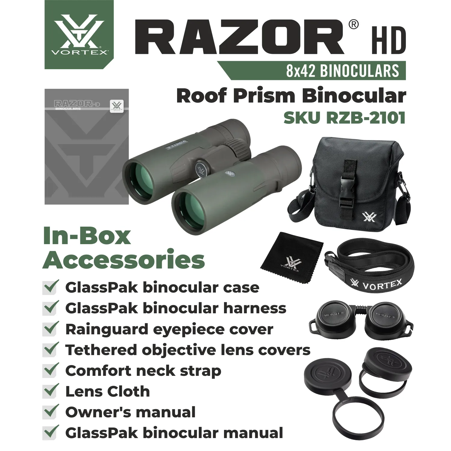 Vortex Optics Razor HD 8x42 Roof Prism Binocular (RZB-2101)