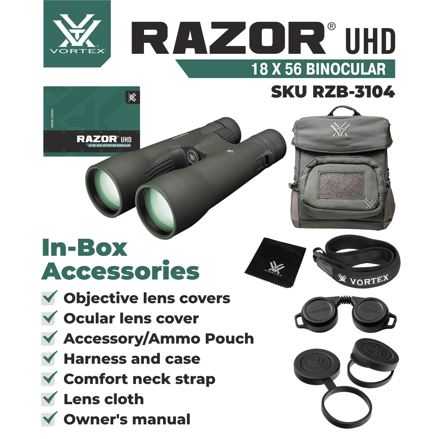 Vortex Optics Razor UHD 18x56 Binocular (RZB-3104)