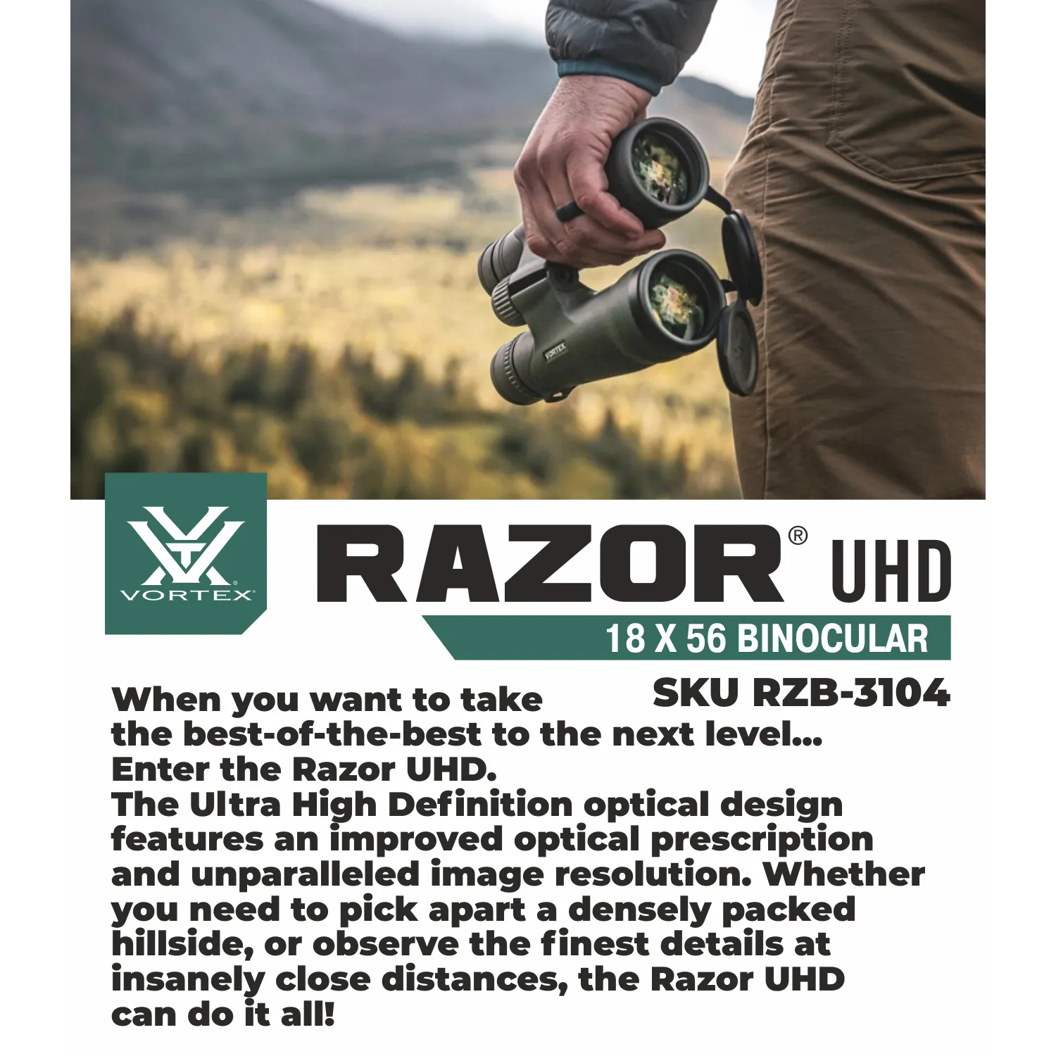 Vortex Optics Razor UHD 18x56 Binocular (RZB-3104)