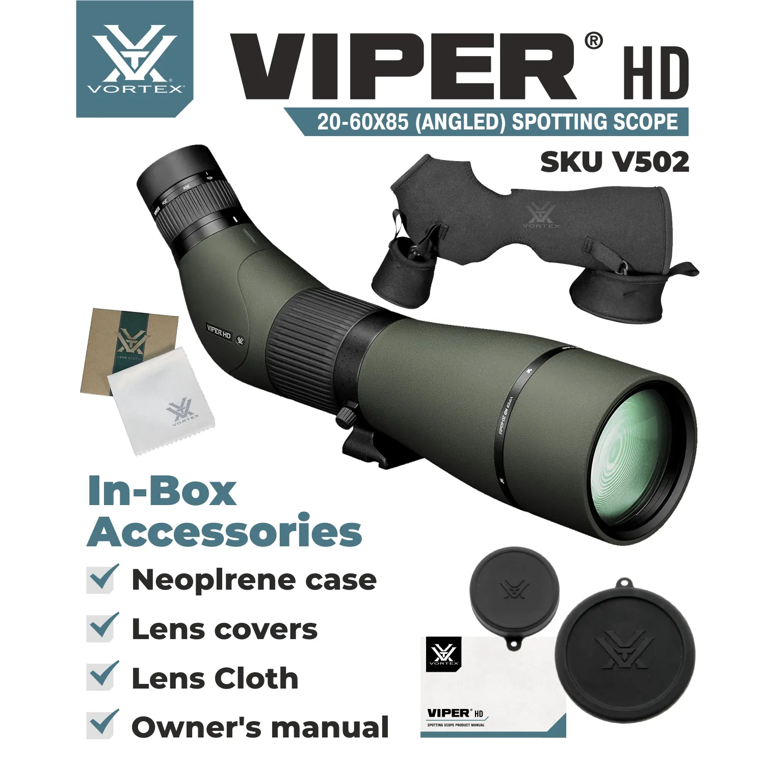 Vortex Optics Viper HD 20-60x85 Angled Spotting Scope (V502)