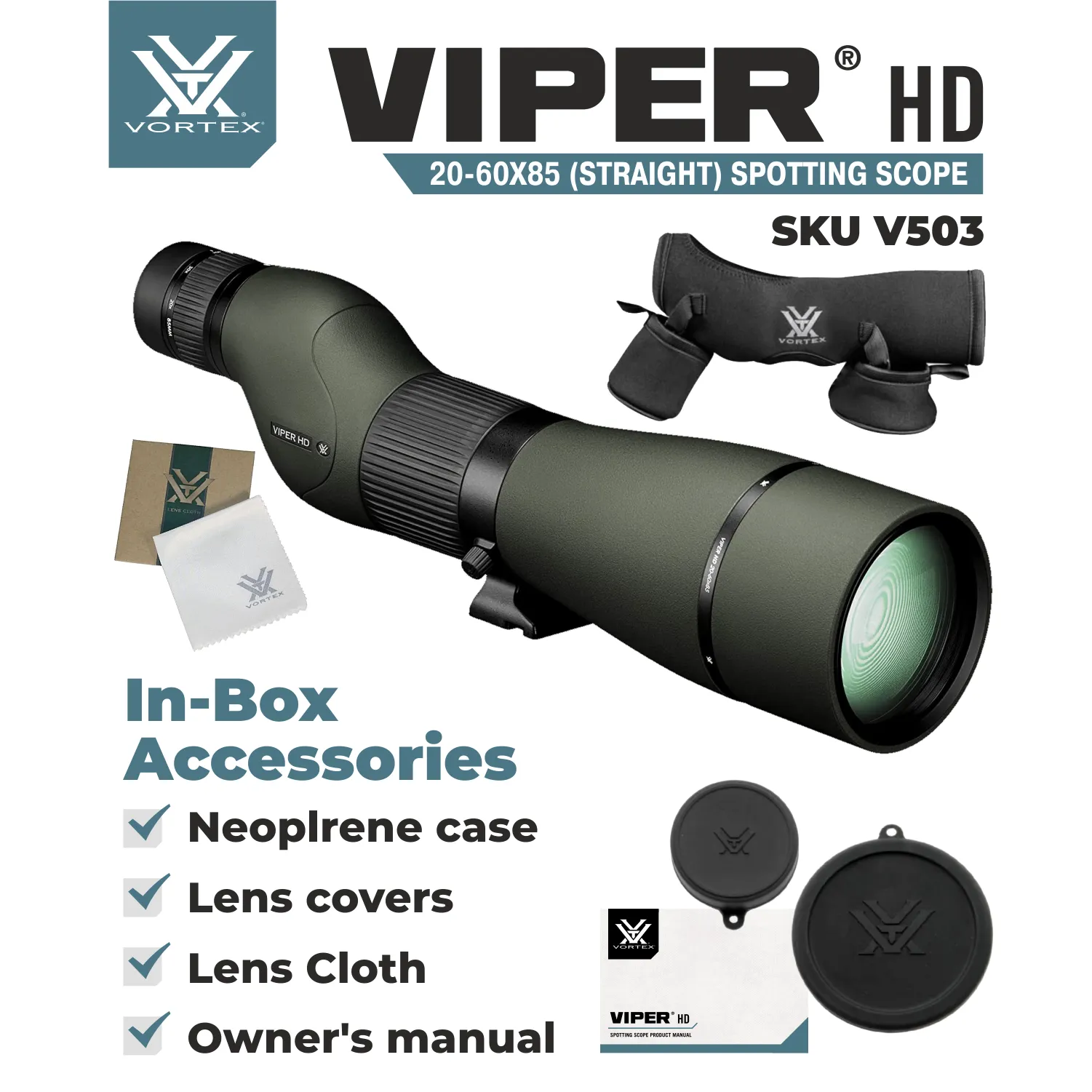 Vortex Optics Viper HD 20-60x85 Straight Spotting Scope (V503)