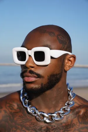 White Puffed Retro Shades