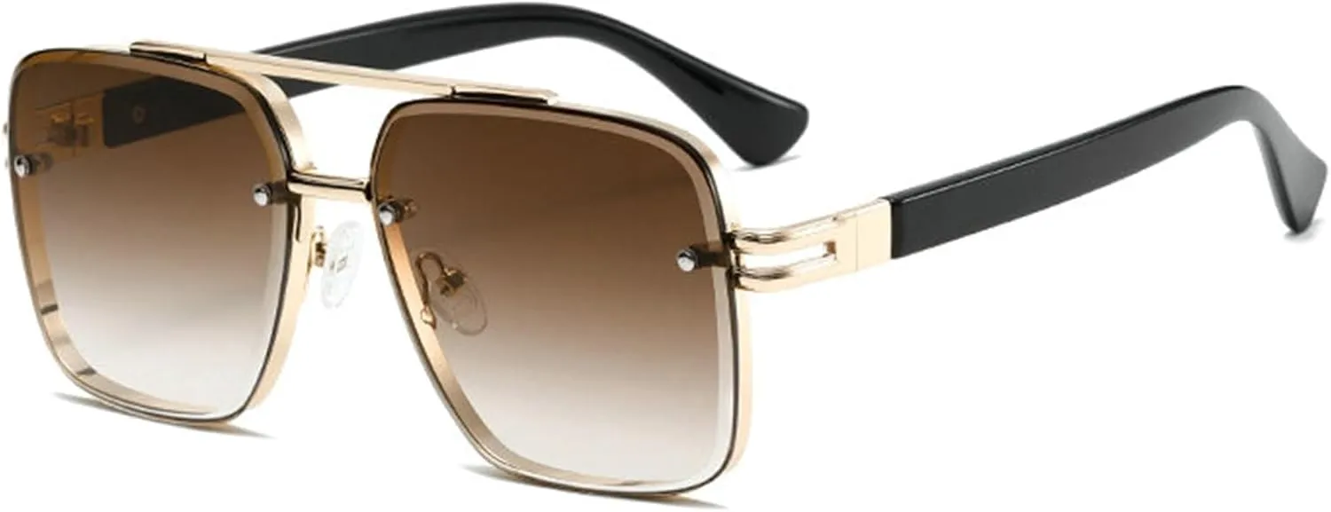 willochra Mens Fashion Classic Square Sunglasses luxury 2024 Double beams vintage oversized Pilot sunglasses shades F27