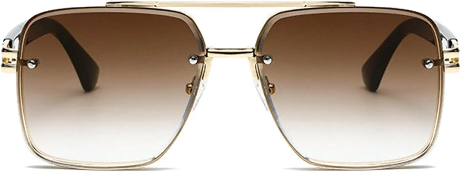 willochra Mens Fashion Classic Square Sunglasses luxury 2024 Double beams vintage oversized Pilot sunglasses shades F27