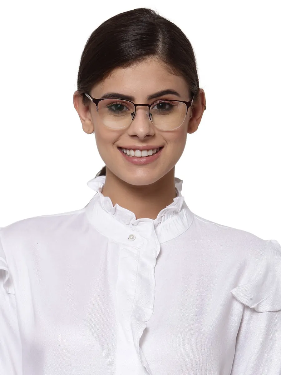 Wine Wayfarer Glasses Half - Rim Metal Frame for Women