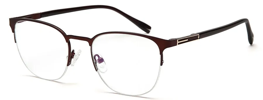Wine Wayfarer Glasses Half - Rim Metal Frame for Women