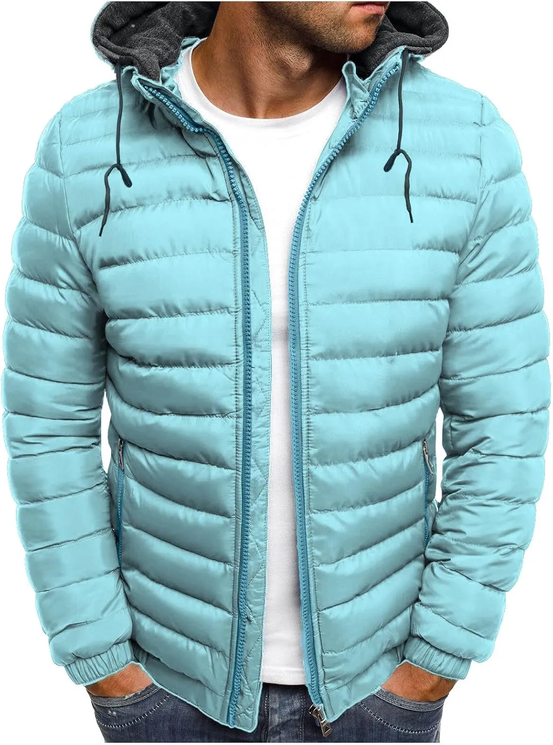 Winter Coats for Men Lightweight Puffer Jacket Zip Up Padded Coat Packable Down Jacket Quilted Insulated Jackets