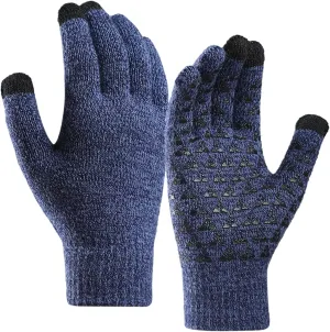 Winter Gloves Men,Thermal Knit Lining Full Fingers Touch Screen Cotton Gloves for Hiking Cold Weather Driving Kids