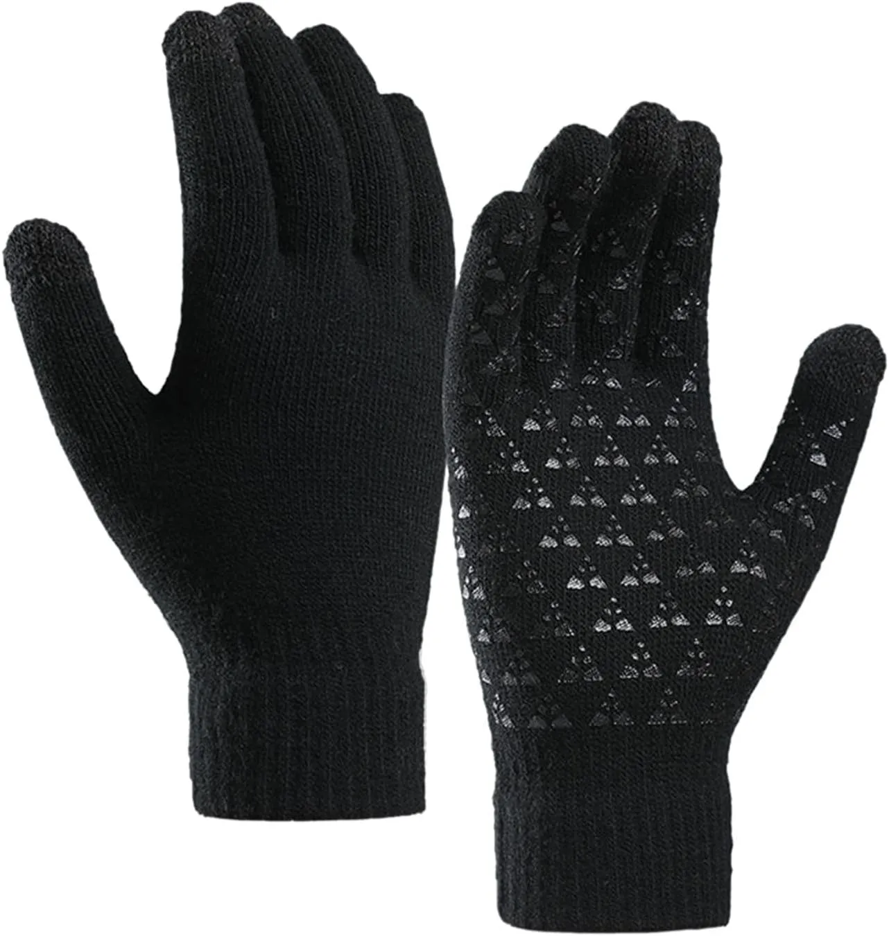 Winter Gloves Men,Thermal Knit Lining Full Fingers Touch Screen Warm Gloves for Kids Driving Cold Weather Hiking