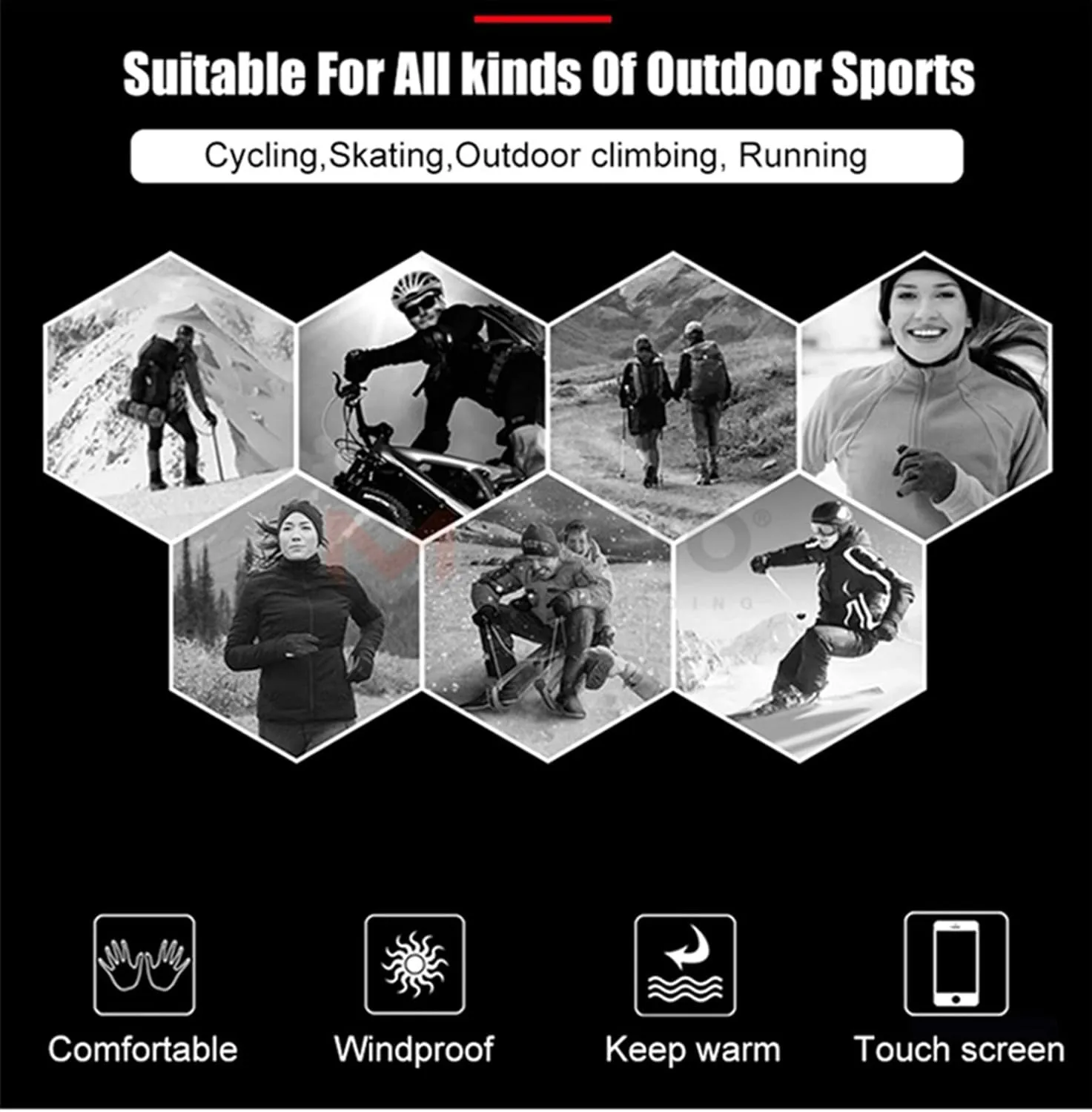 Winter Gloves Touch Screen Texting Cold Weather Warm Windproof Thermal for Men Running Cycling Driving Hiking Skiing