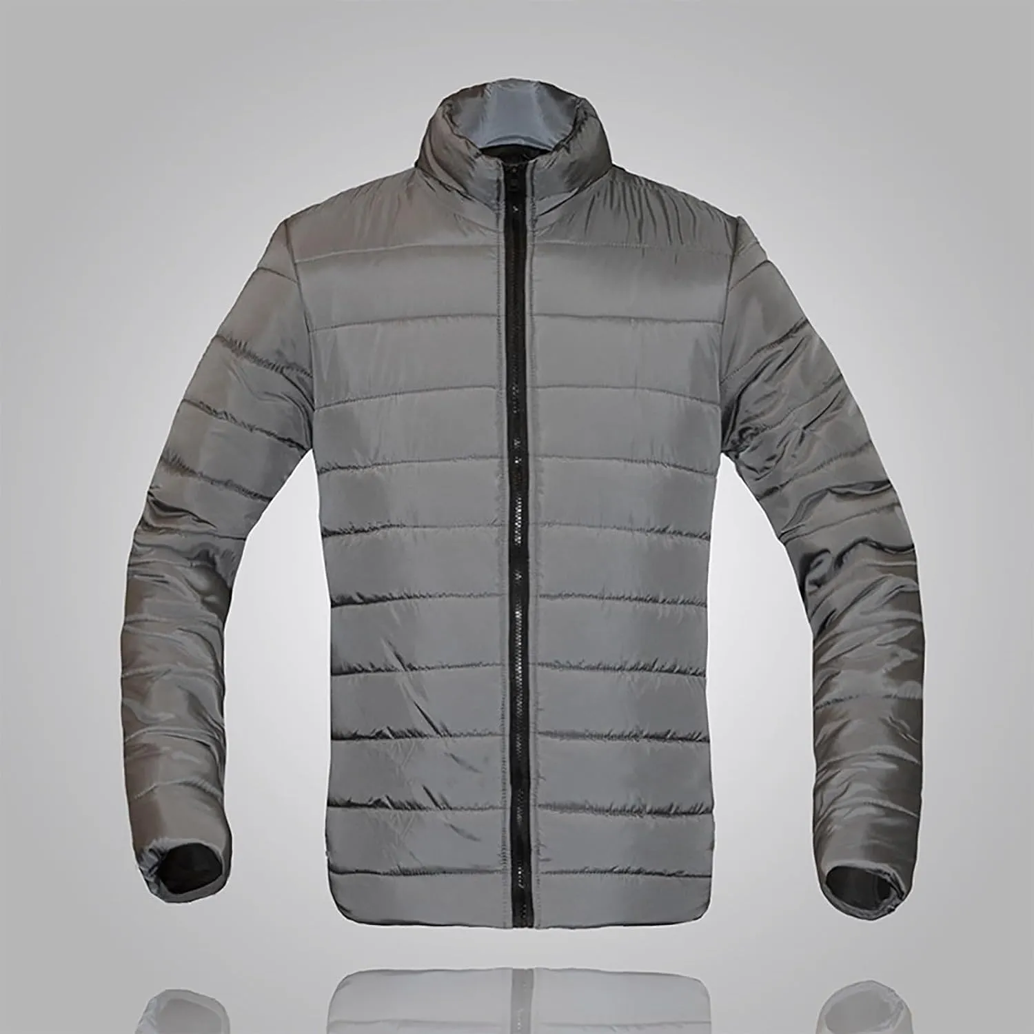Winter Jacket for Men Casual Solid Color Stand Collar Chunky Jackets Long Sleeve Full Zip Lightweight Warm Coats