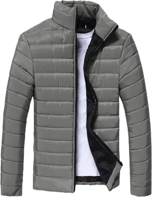 Winter Jacket for Men Casual Solid Color Stand Collar Chunky Jackets Long Sleeve Full Zip Lightweight Warm Coats