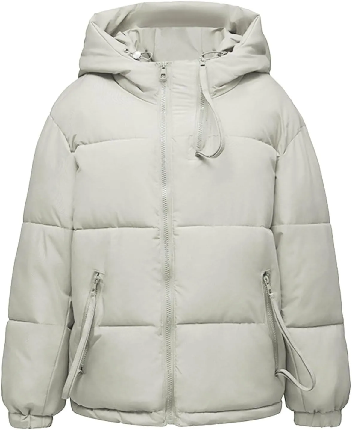 Winter Puffer Jacket for Women Warm Down Coats Zipper Hooded Outerwear Parkas Long Sleeve Overcoats with Pockets