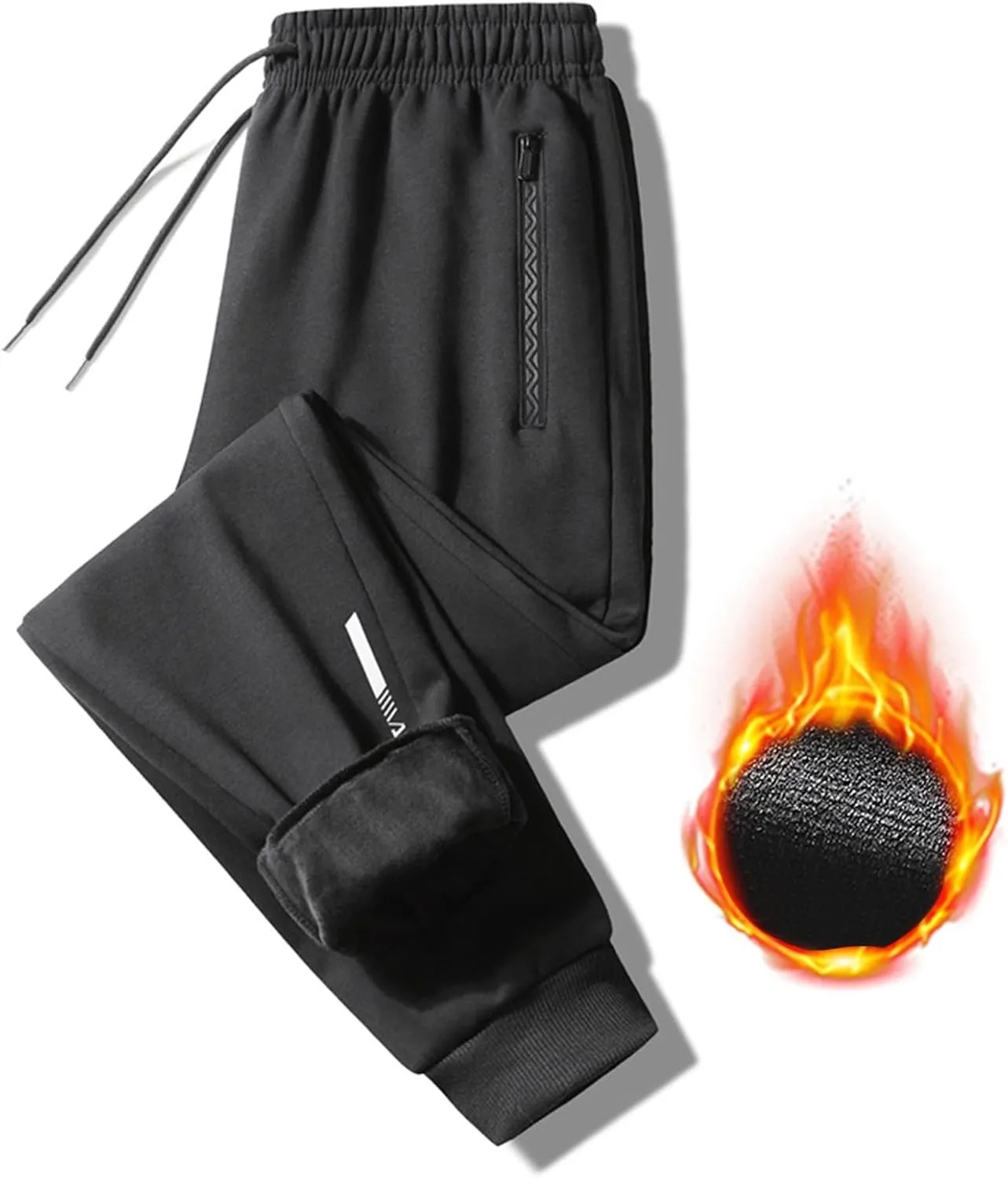 Winter Sweatpants for Men Sherpa Lined Drawstring Pants Trousers Fleece Flannel Workout Athletic Running Joggers