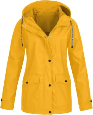 Wkishenl Rain Jacket Women 2024 Summer Fall Lightweight Outdoor Jackets Zip Waterproof Hooded Raincoat with Pockets
