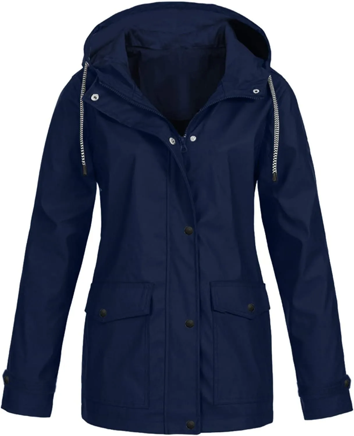 Wkishenl Rain Jacket Women 2024 Summer Fall Lightweight Outdoor Jackets Zip Waterproof Hooded Raincoat with Pockets