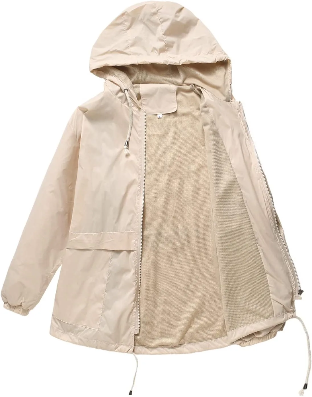 Wkishenl Rain Jacket Women Solid Summer Fall Outdoor Jackets Lightweight Hooded Windproof Trench Coats Zip Raincoat