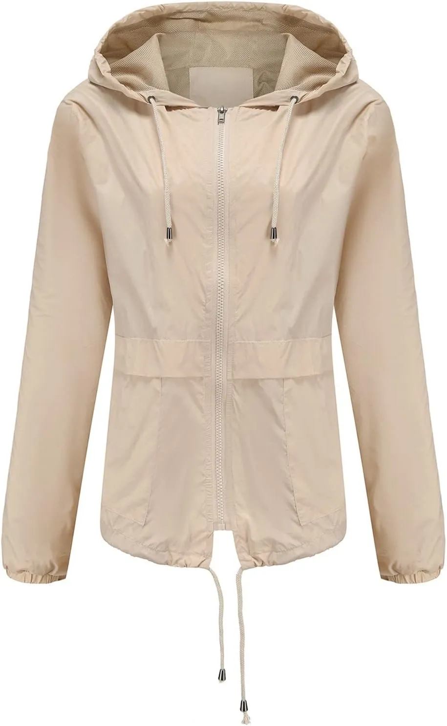 Wkishenl Rain Jacket Women Solid Summer Fall Outdoor Jackets Lightweight Hooded Windproof Trench Coats Zip Raincoat