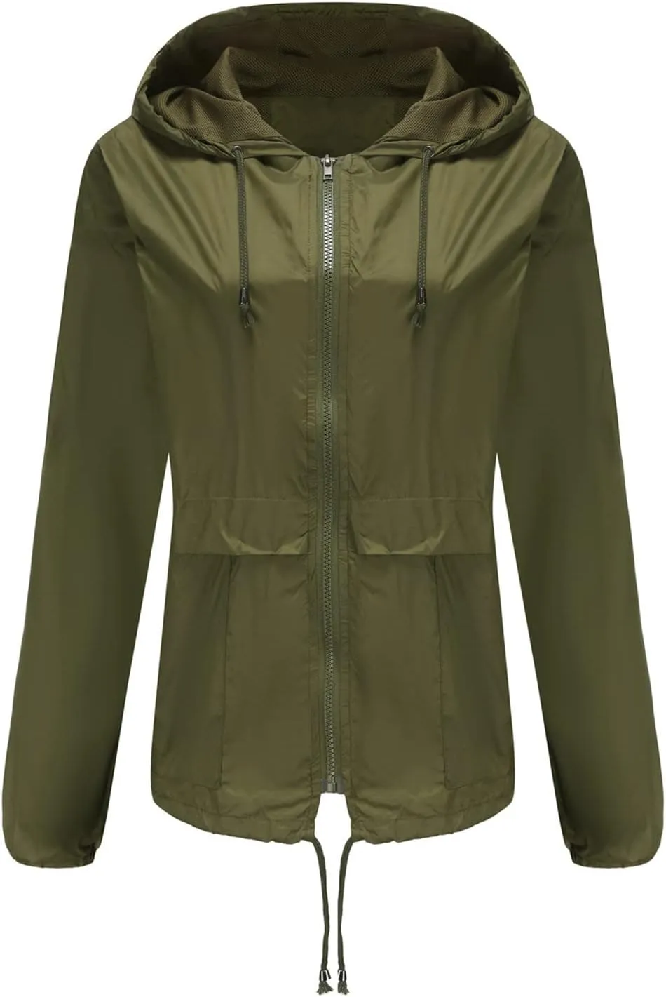 Wkishenl Rain Jacket Women Solid Summer Fall Outdoor Jackets Lightweight Hooded Windproof Trench Coats Zip Raincoat