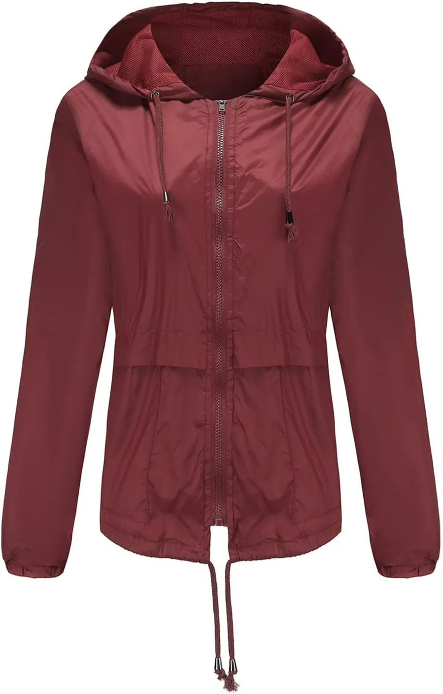 Wkishenl Rain Jacket Women Solid Summer Fall Outdoor Jackets Lightweight Hooded Windproof Trench Coats Zip Raincoat