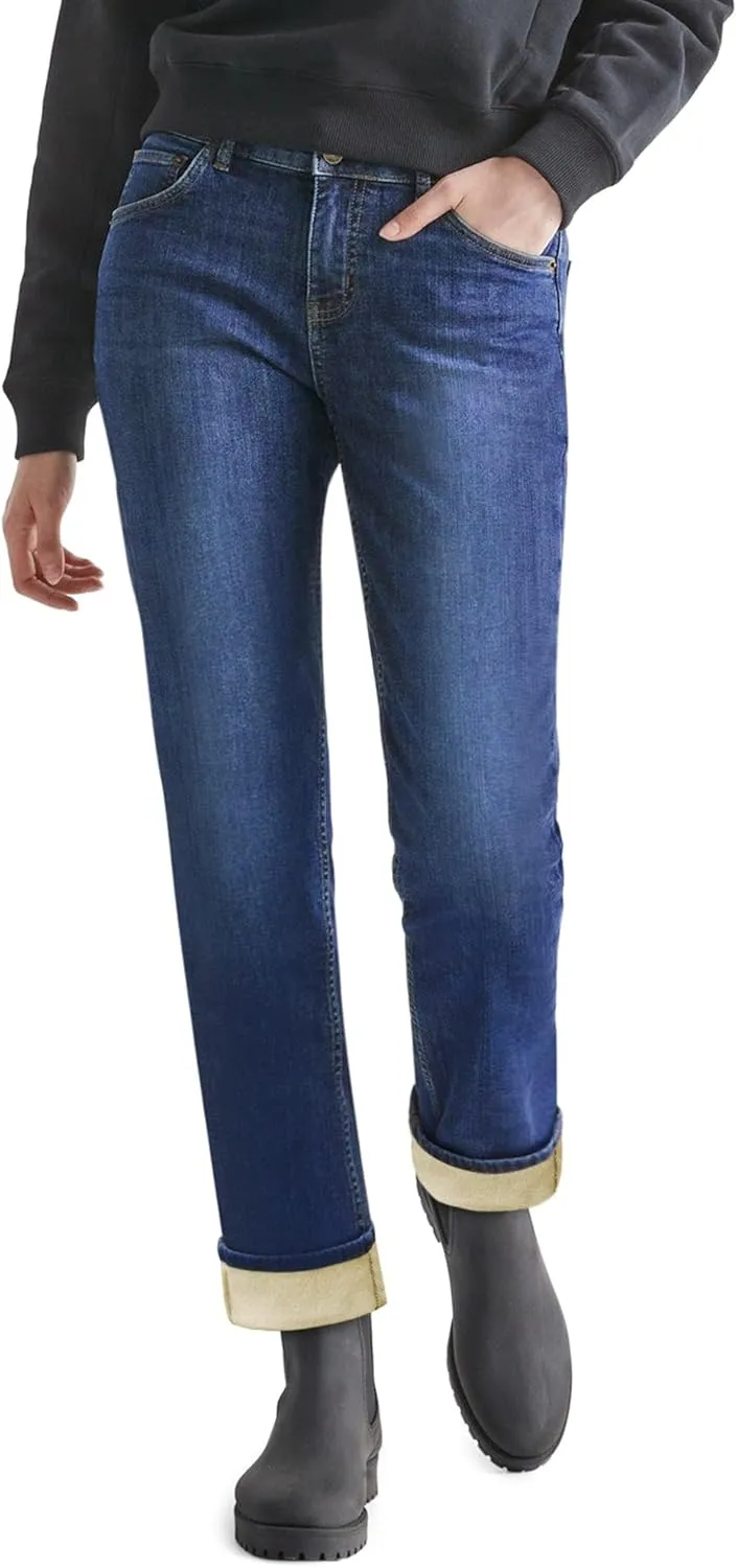 Women Fleece Lined Jeans Women's High Waisted Straight Leg Jeans Winter Fleece Lined Jean Pants