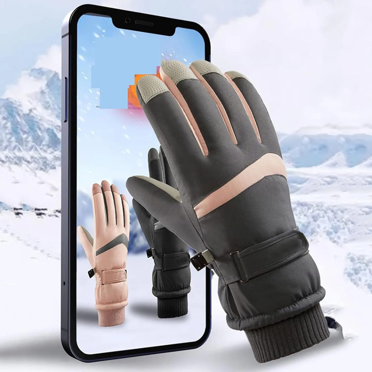 Women Men Winter Thermal Warm Gloves Anti-Slip Touchscreen Gloves Windproof Cold Weather Driving Gloves